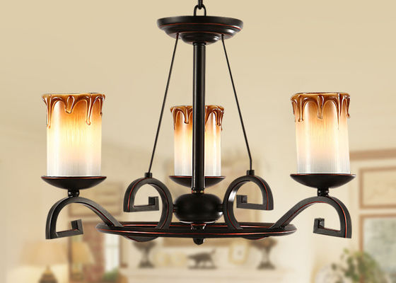 3 হাল্কা Bordeaux, ক্লাসিক পেটা লোহা ঝাড়বাতি, ভোজনশালা Chandeliers আলোর