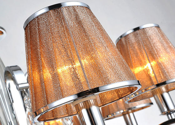 কফি Fabric ছায়ায় আরামের ক্রিস্টাল Chandelier 8 জ্বেলে জন্য হোটেল / ভিলা / Dining রুম