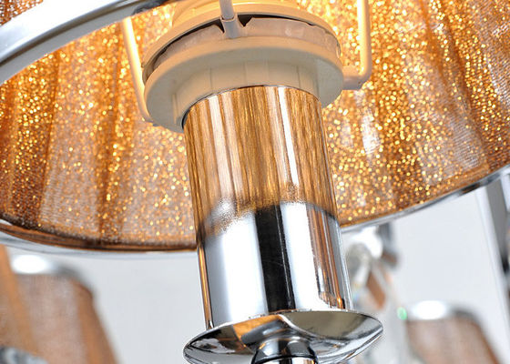কফি Fabric ছায়ায় আরামের ক্রিস্টাল Chandelier 8 জ্বেলে জন্য হোটেল / ভিলা / Dining রুম