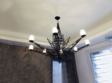 আইফেল টাওয়ার বিশাল আধুনিক Chandeliers হোটেল Chandeliers আলোর 40 ওয়াট কালো গ্লাস ঝাড়বাতি