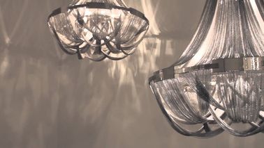 লাক্সারি Villas বড় আধুনিক Chandeliers ভিতর ক্রোম মেটাল চেইন সাসপেনশন আলোর