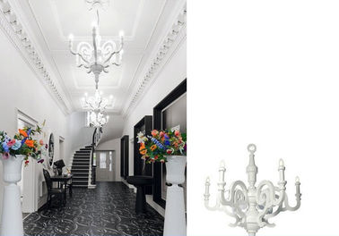 সর্বোচ্চ 40W হোয়াইট হোটেল Chandeliers রজন / কাঠ ঝাড়বাতি রেষ্টুরেন্ট / হোটেল আলংকারিক জন্য