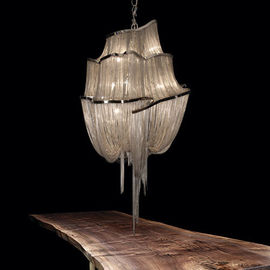 সিলভার সমসাময়িক হোটেল Chandeliers চেইন ঝাড়বাতি আলোর