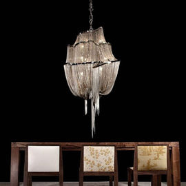 সিলভার সমসাময়িক হোটেল Chandeliers চেইন ঝাড়বাতি আলোর