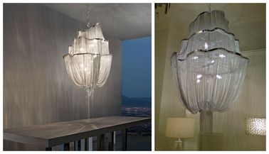 সিলভার সমসাময়িক হোটেল Chandeliers চেইন ঝাড়বাতি আলোর
