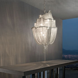 সিলভার সমসাময়িক হোটেল Chandeliers চেইন ঝাড়বাতি আলোর