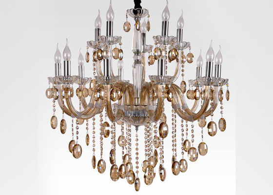 Electroplated Cognac 1500W সঙ্গে বিলাসিতা শিল্প কাচ আধুনিক বড় হোটেল Chandeliers