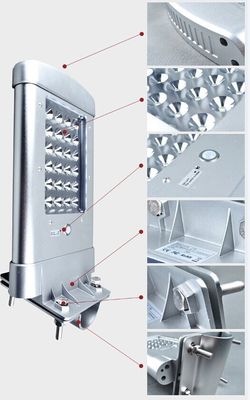 উচ্চ হাল্কা 50W বিশুদ্ধ হোয়াইট IP66 খালেদা অল-ইন ওয়ান সৌর LED স্ট্রিট লাইট